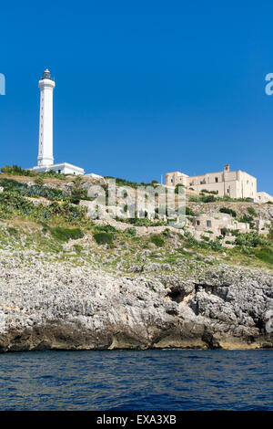 the white lighthouse of Santa Maria di Leuca, Italy Stock Photo