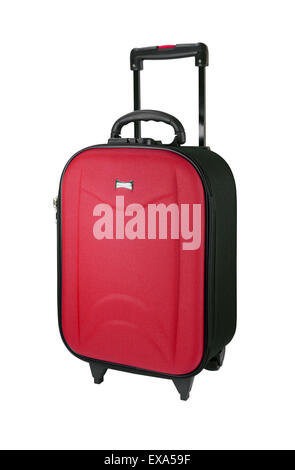 Red Travel luggage isolated on the white background. Stock Photo