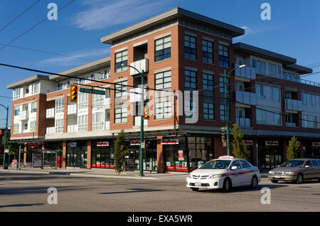 New residential and retail building complex on Main Street, Vancouver, British Columbia, Canada Stock Photo