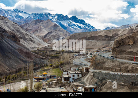 Aerial view of indian village at Lamayuru Monastery in Ladakh Region, India Stock Photo