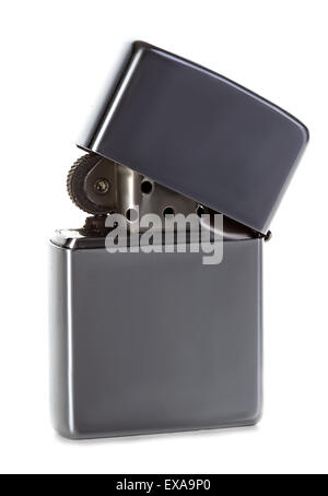 Silver metal lighter isolated on white Stock Photo