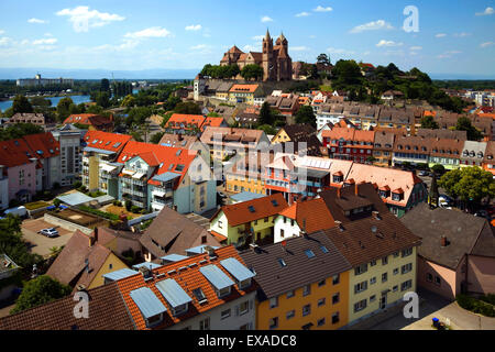 View from Eckhartsberg onto the historic centre with the Roman minster of St. Stephan, Breisach am Rhein, Upper Rhine Stock Photo