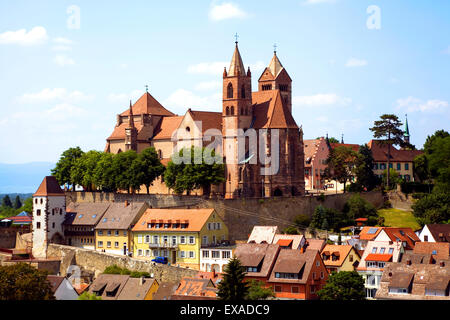 View from Eckhartsberg onto the historic centre with the Roman minster of St. Stephan, Breisach am Rhein, Upper Rhine Stock Photo