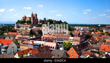 View from Eckhartsberg onto the historic centre with the Roman minster of St. Stephan, Breisach am Rhein, Upper Rhine Stock Photo