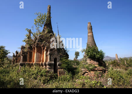 Pagoda Forest, stupas, near Indein on Inle Lake, Shan State, Myanmar Stock Photo