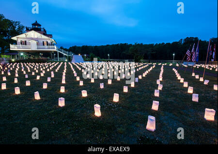 Roanoke River Lighthouse during Civil War ceremonies, Plymouth, North Carolina, United States of America, North America Stock Photo