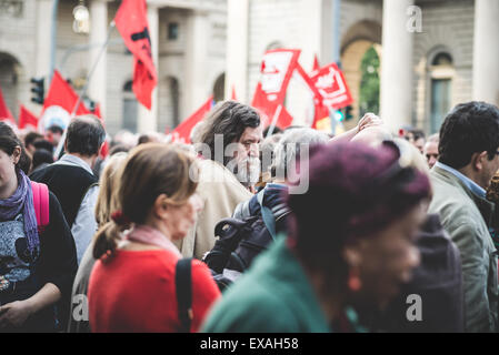 MILAN, ITALY - APRIL 29: Manifestation against fascism and nazism in Milan on 29 April 2014. People took the streets in Milan to protest against neo nazis and fascists groups present in Milan Stock Photo