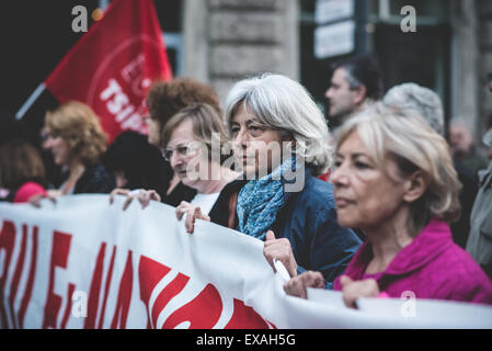 MILAN, ITALY - APRIL 29: Manifestation against fascism and nazism in Milan on 29 April 2014. People took the streets in Milan to protest against neo nazis and fascists groups present in Milan Stock Photo