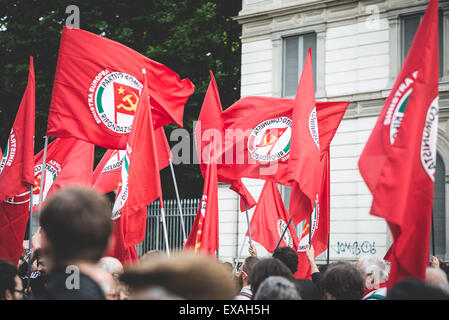 MILAN, ITALY - APRIL 29: Manifestation against fascism and nazism in Milan on 29 April 2014. People took the streets in Milan to protest against neo nazis and fascists groups present in Milan Stock Photo