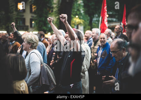 MILAN, ITALY - APRIL 29: Manifestation against fascism and nazism in Milan on 29 April 2014. People took the streets in Milan to protest against neo nazis and fascists groups present in Milan Stock Photo