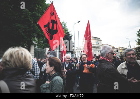 MILAN, ITALY - APRIL 29: Manifestation against fascism and nazism in Milan on 29 April 2014. People took the streets in Milan to protest against neo nazis and fascists groups present in Milan Stock Photo