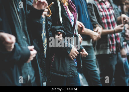 MILAN, ITALY - APRIL 29: Manifestation against fascism and nazism in Milan on 29 April 2014. People took the streets in Milan to protest against neo nazis and fascists groups present in Milan Stock Photo