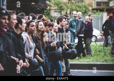 MILAN, ITALY - APRIL 29: Manifestation against fascism and nazism in Milan on 29 April 2014. People took the streets in Milan to protest against neo nazis and fascists groups present in Milan Stock Photo