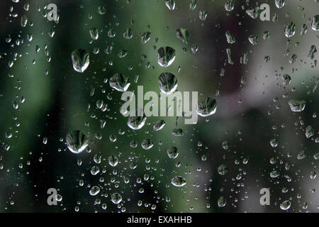 Rain drops on window glass Stock Photo