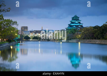 Hiroshima castle at dusk, Hiroshima, Hiroshima Prefecture, Japan, Asia Stock Photo