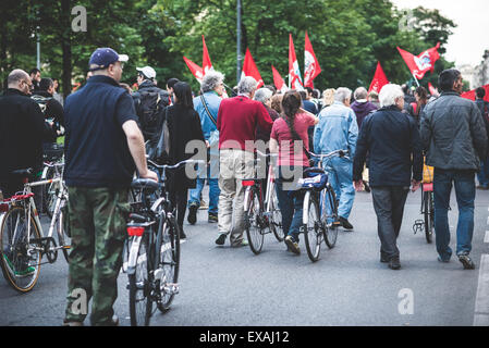 MILAN, ITALY - APRIL 29: Manifestation against fascism and nazism in Milan on 29 April 2014. People took the streets in Milan to protest against neo nazis and fascists groups present in Milan Stock Photo