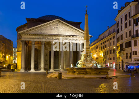 The Pantheon and Piazza della Rotonda at night, UNESCO World Heritage Site, Rome, Lazio, Italy, Europe Stock Photo