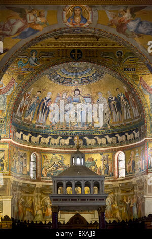 Mosaics inside the church of Santa Maria in Trastevere, Piazza Santa Maria in Trastevere, Rome, Lazio, Italy, Europe Stock Photo