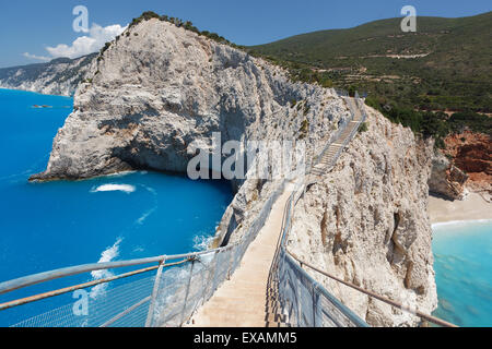 Porto Katsiki beach. Panoramic view of beautiful Porto Katsiki, Lefkada, Greece Stock Photo