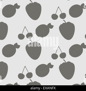Fruit pattern. Silhouettes of fruit strawberry apricot and cherry Stock Photo