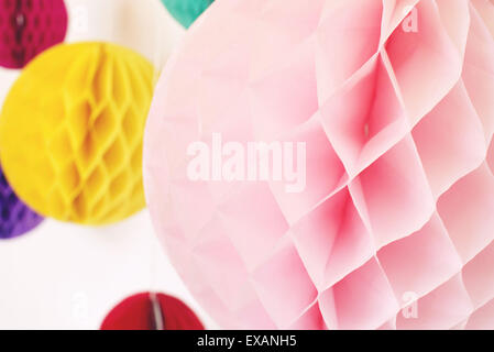 Colorful tissue paper pompoms Stock Photo