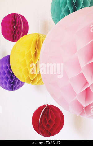 Colorful tissue paper pompoms Stock Photo