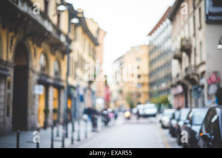 blurred urban milan landscape colored background Stock Photo