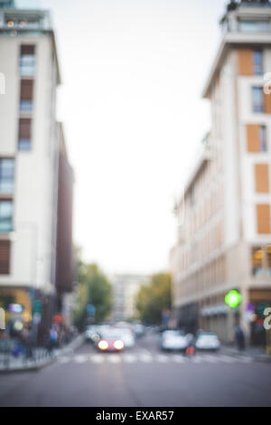 blurred urban milan landscape colored background Stock Photo