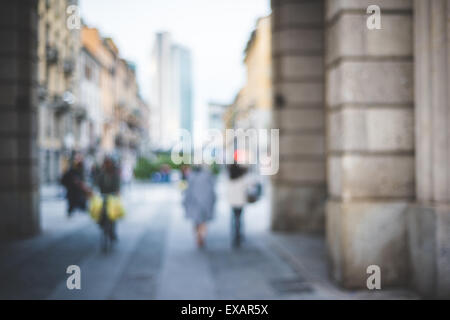 blurred urban milan landscape colored background Stock Photo