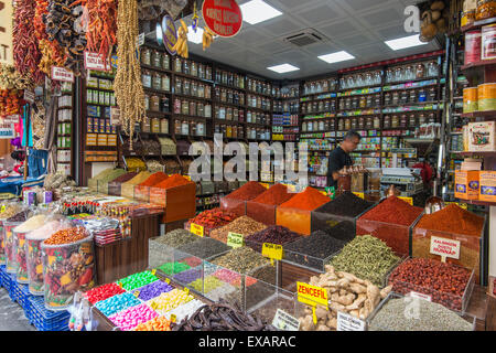 Colorful spices on sale at Kemeraltı Market, Izmir, Turkey Stock Photo