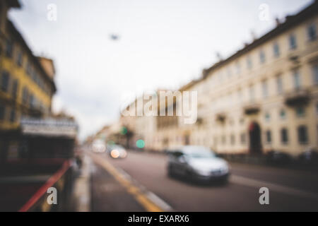 blurred urban milan landscape colored background Stock Photo