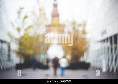 blurred urban milan landscape colored background Stock Photo