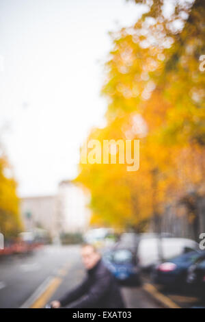 blurred urban milan landscape colored background Stock Photo