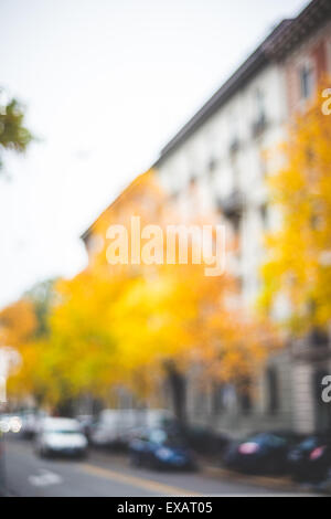 blurred urban milan landscape colored background Stock Photo