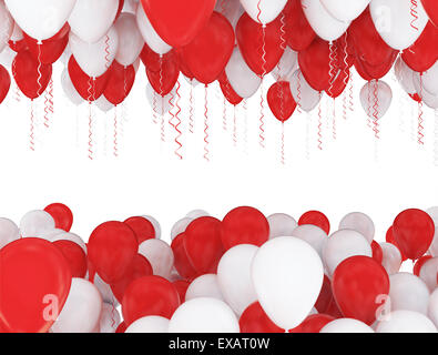 many party balloons in formation isolated on white background