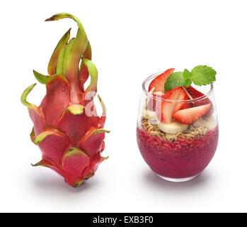 dragon fruit and pitaya bowl on white background Stock Photo