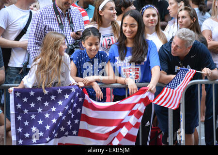 New York, USA. 10th July, 2015. Fans at the Womens World Cup victory parade in New York City. Credit:  Christopher Penler/Alamy Live News Stock Photo