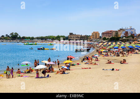 Beach at Giardini Naxos, Messina district, Sicily Stock Photo