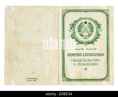USSR birth certificate Stock Photo