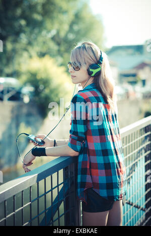 young beautiful model woman in the city Stock Photo