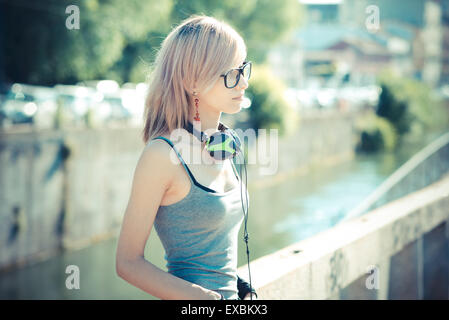 young beautiful model woman in the city Stock Photo