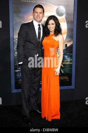 Channing Tatum and Jenna Dewan at the Los Angeles premiere of 'Jupiter Ascending'. Stock Photo
