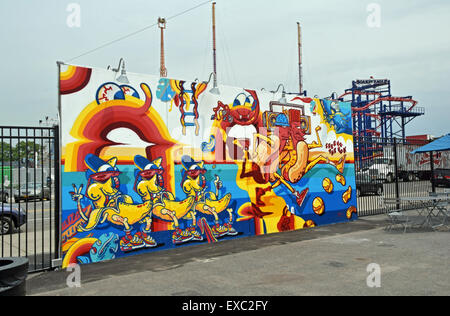 One of the 30 or so CONEY ART WALLS in Coney Island, Brooklyn, New York City Stock Photo