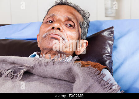 1 indian man Patient  hospital Illness Stock Photo