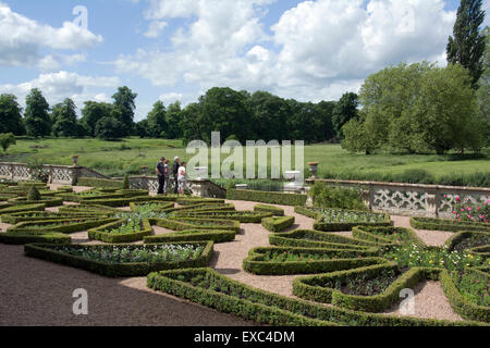 WARWICKSHIRE; CHARLECOTE PARK N.T. BULSTRADED TERRACE AND PARTERRE Stock Photo