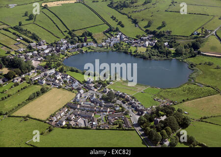 aerial view of the Cumbrian village of Great Urswick, Cumbria, UK Stock Photo