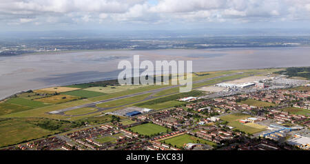 aerial view of Liverpool John Lennon Airport, Merseyside, UK Stock Photo