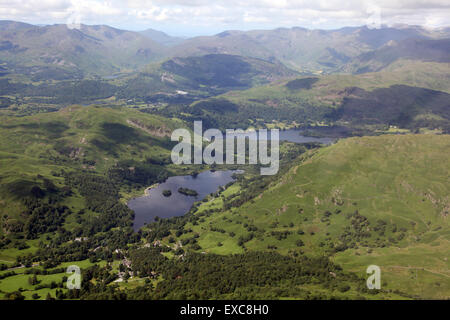 aerial view of Rydal Water & Grasmere in the Lake District, Cumbria, UK Stock Photo