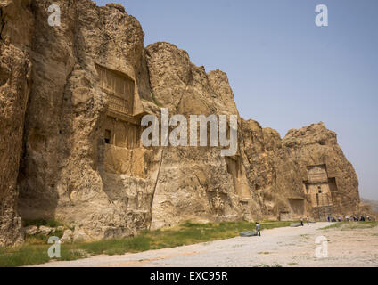 Achaemenian Royal Tombs In Naqsh-e Rustam Necropolis, Fars Province, Shiraz, Iran Stock Photo