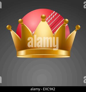 Cricket ball with royal crown Stock Vector